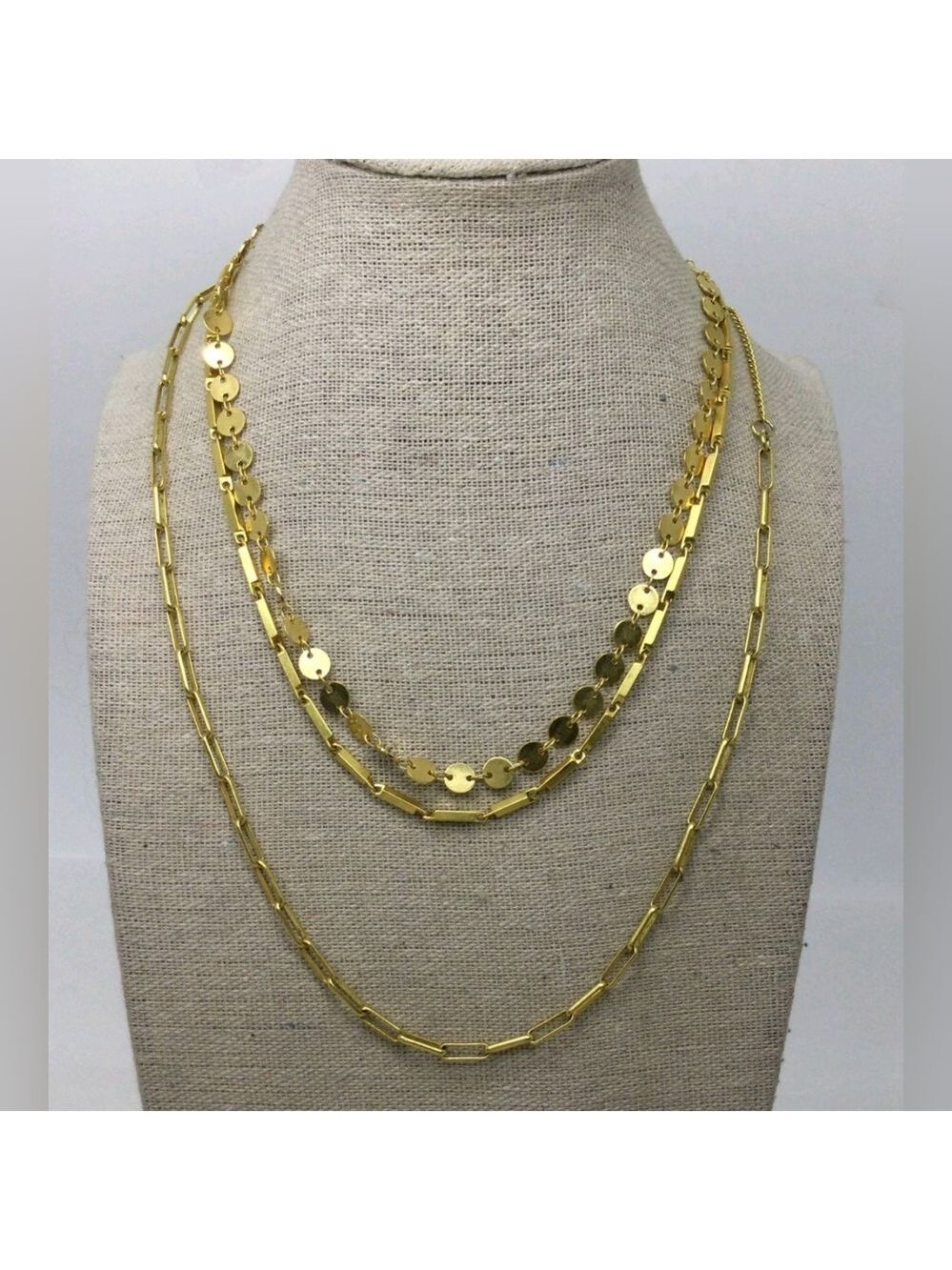 Madewell Lot of 3 Goldtone Chain Necklaces EUC 16"-18"